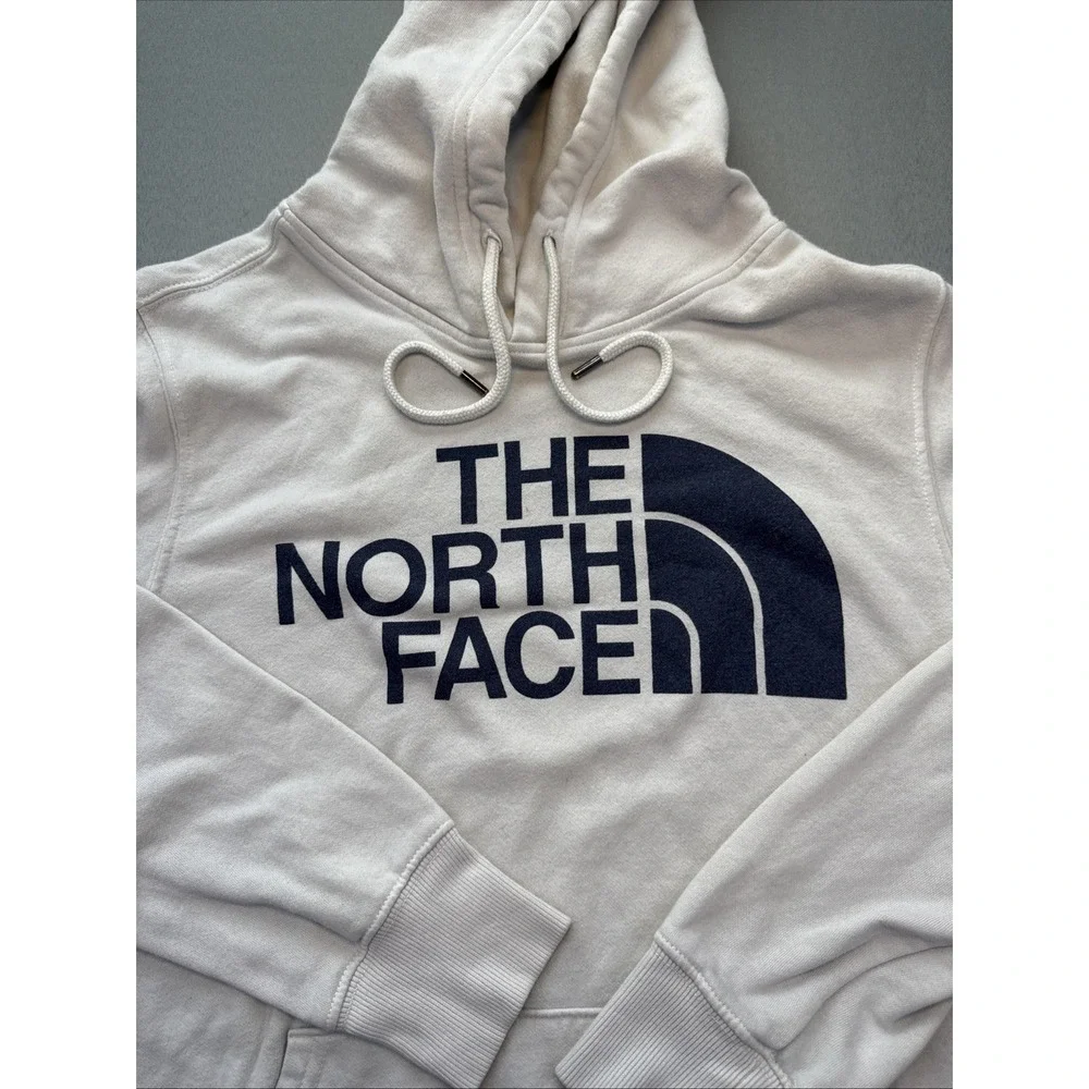 The North Face Men's S Sweatshirt Dome Logo Print Hoodie White‎ W/ Navy